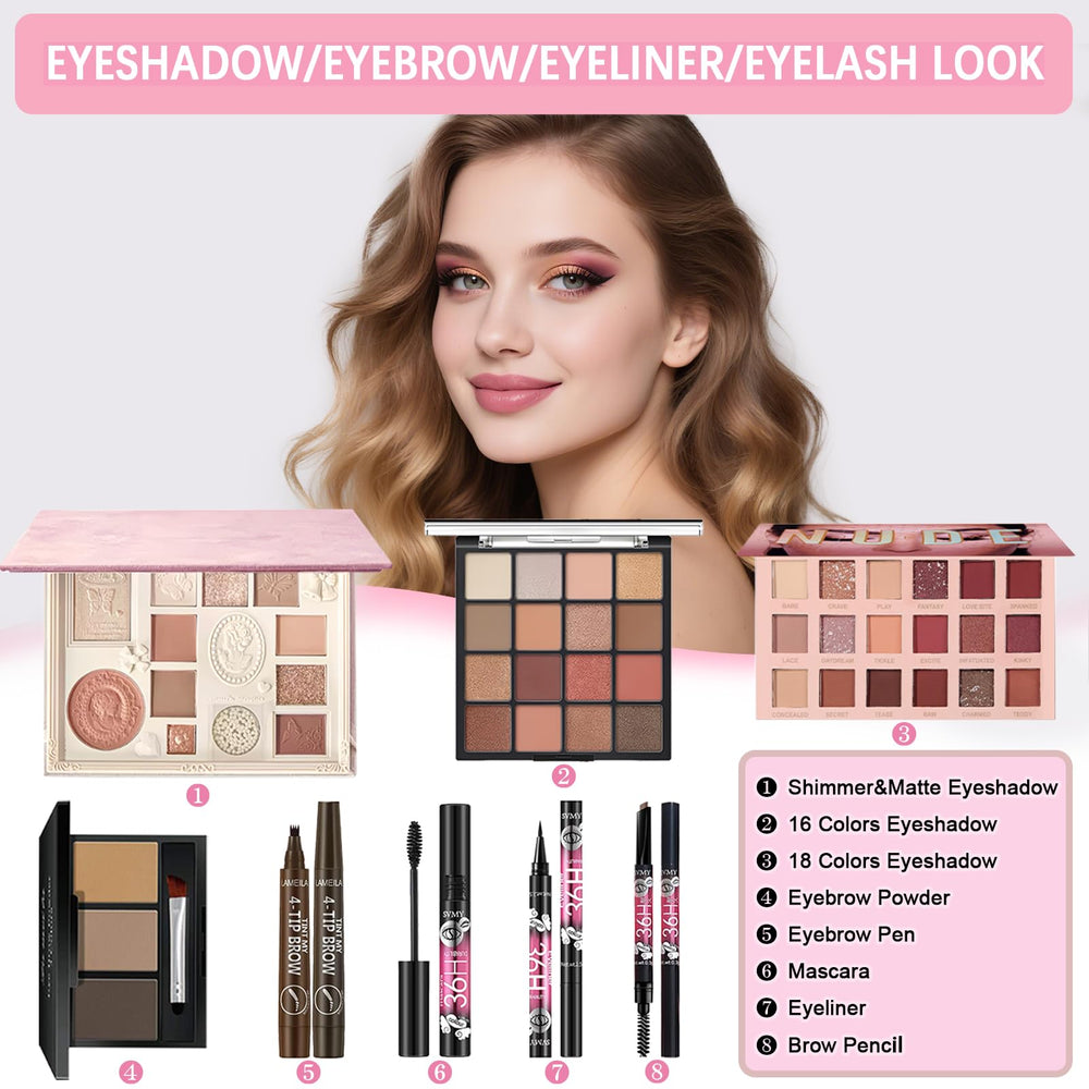 Geyomi All-in-One Makeup Kit lipsticks and lipgloss for lasting color.