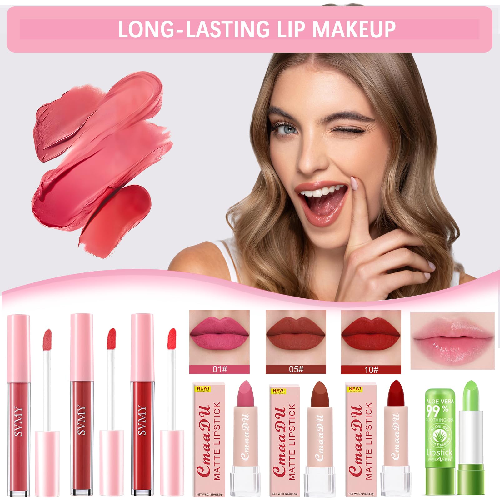 Geyomi All-in-One Makeup Kit mascara and lash curler for lifted lashes.
