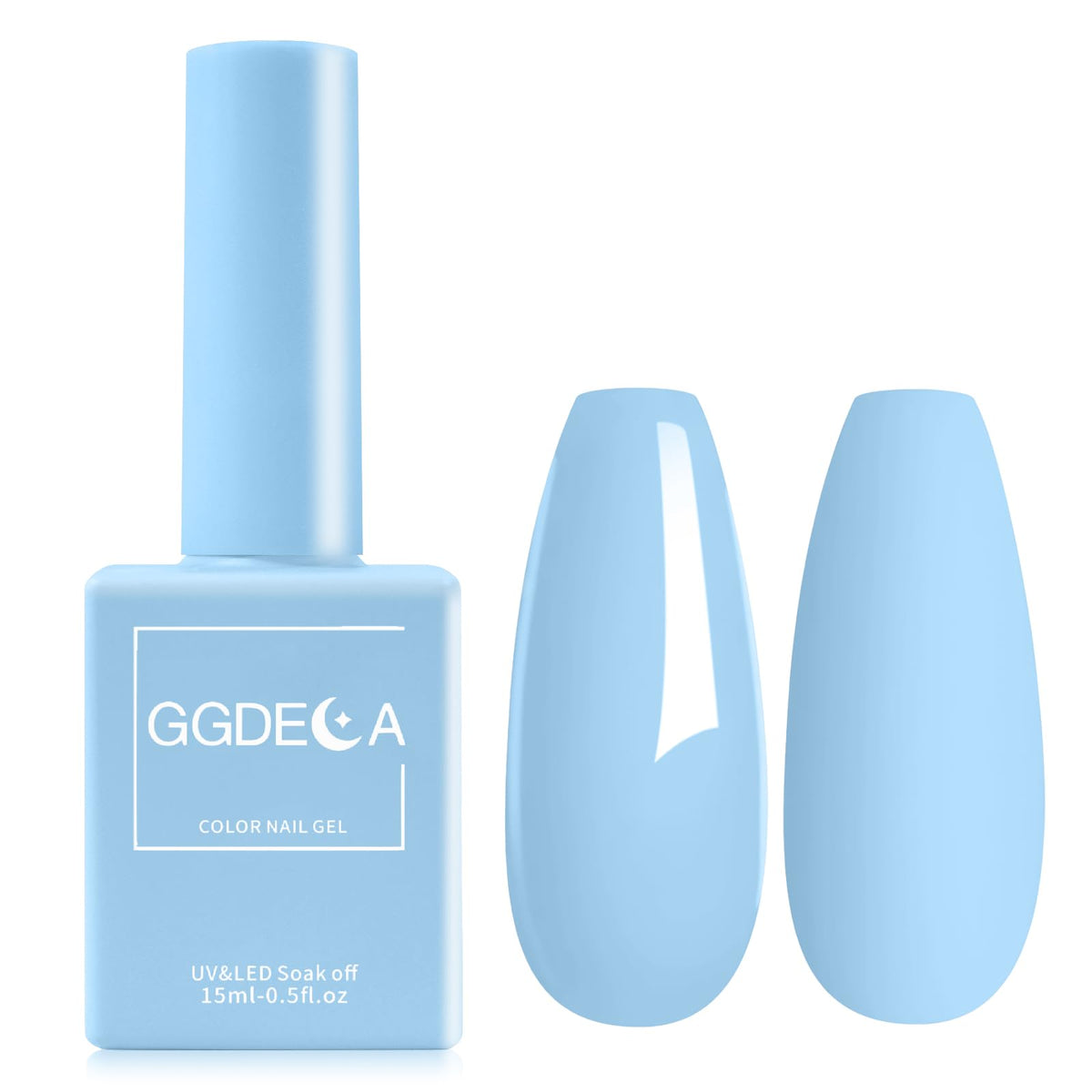 GGDECA 15ml light blue gel polish bottle shows true color for precise application.