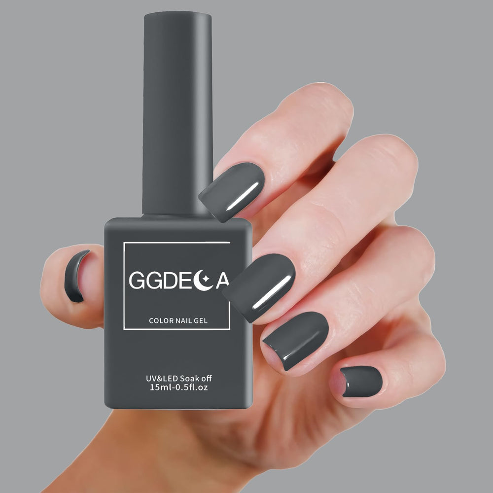 GGDECA grey gel nail polish brush stroke demonstrates smooth application
