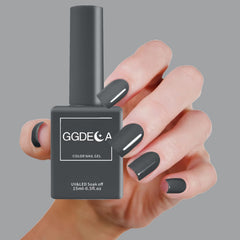 GGDECA grey gel nail polish brush stroke demonstrates smooth application