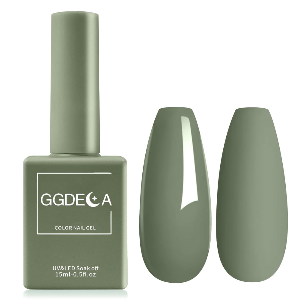 GGDECA Sage Green Gel Polish bottle close-up for accurate color viewing during home manicures.