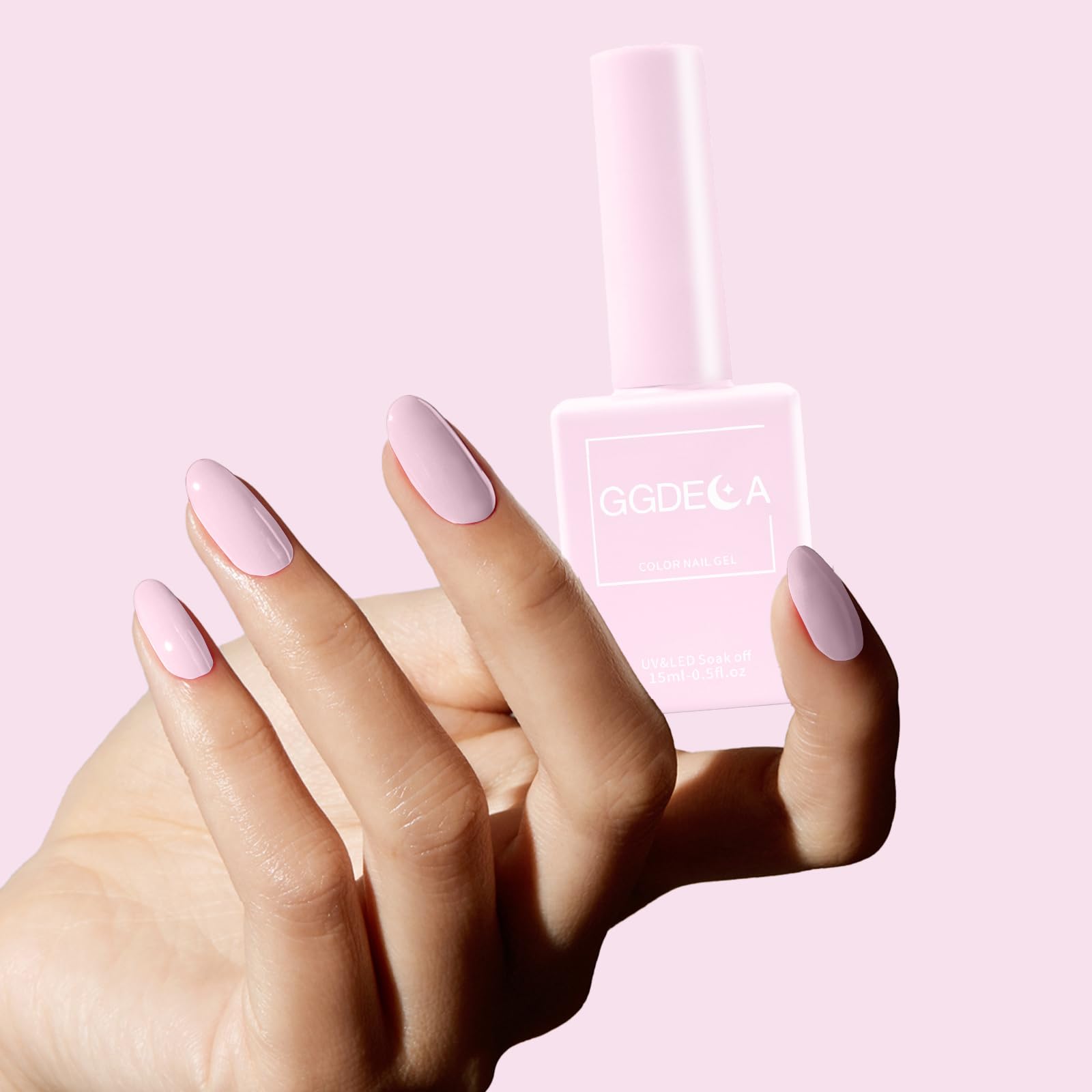 GGDECA soft pastel nails on swatches demonstrate wearable shade options.