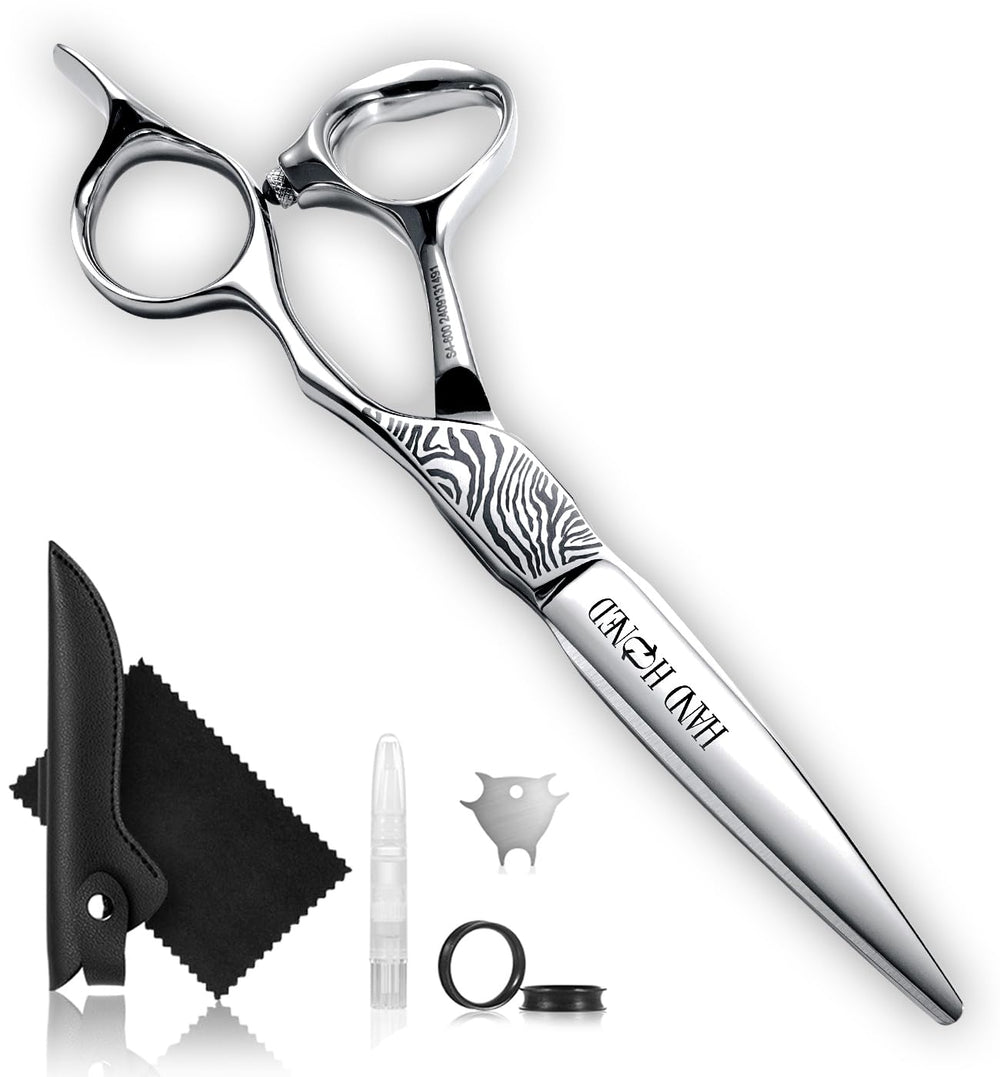 GGPH S4 professional hair cutting scissors blade close-up showing sharp edge for precision cuts.