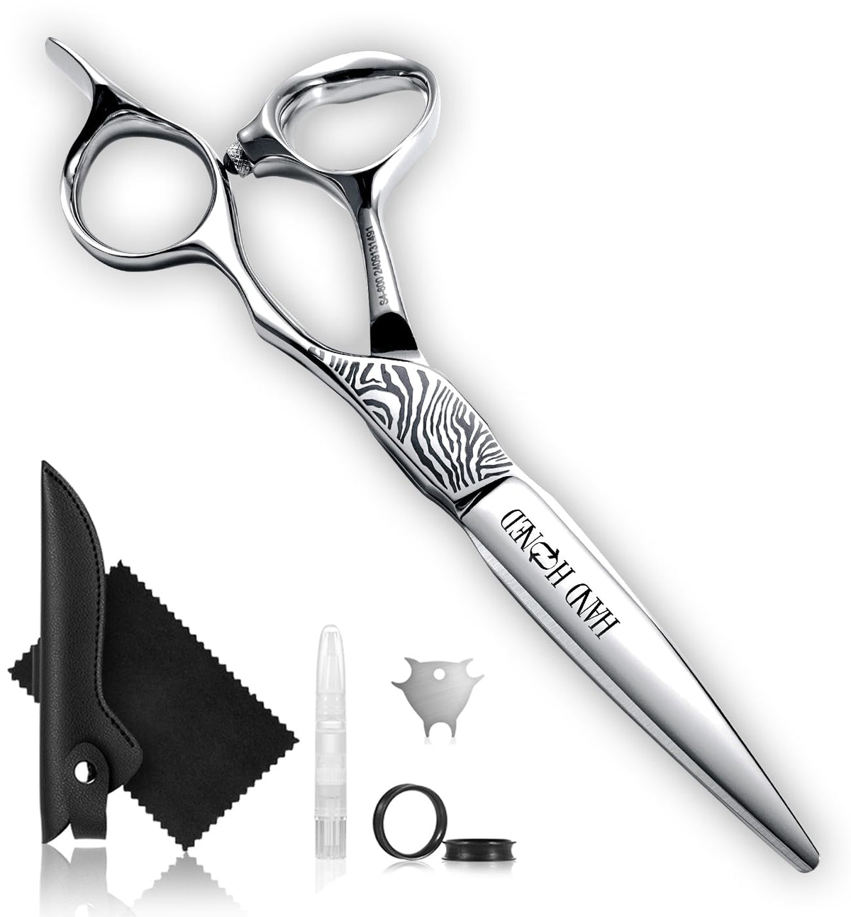 GGPH S4 professional hair cutting scissors blade close-up showing sharp edge for precision cuts.