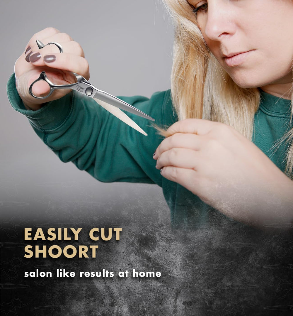 GGPH professional scissors in use for precise salon-like results.
