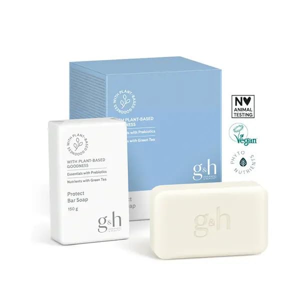 GH PROTECT bar soap with green tea extract for impurity removal after washing.