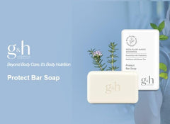 GH PROTECT bar soap on dish ready for daily body cleansing.