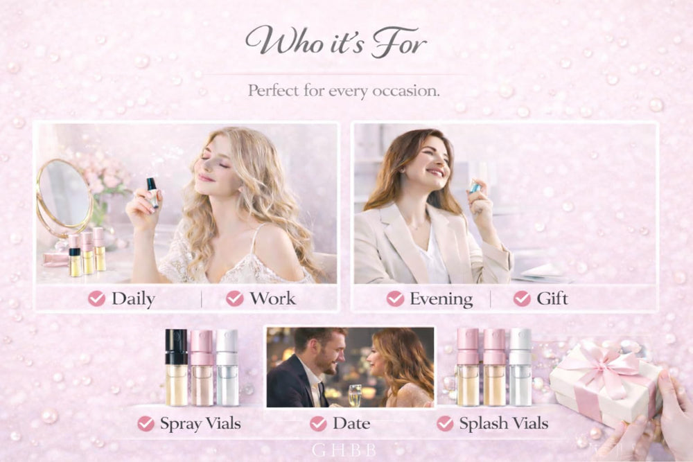 GHBB designer fragrance sampler pack – diverse notes to compare like-for-like.