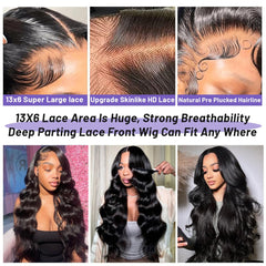 Ghios HD transparent lace front with large parting area for versatile styles.