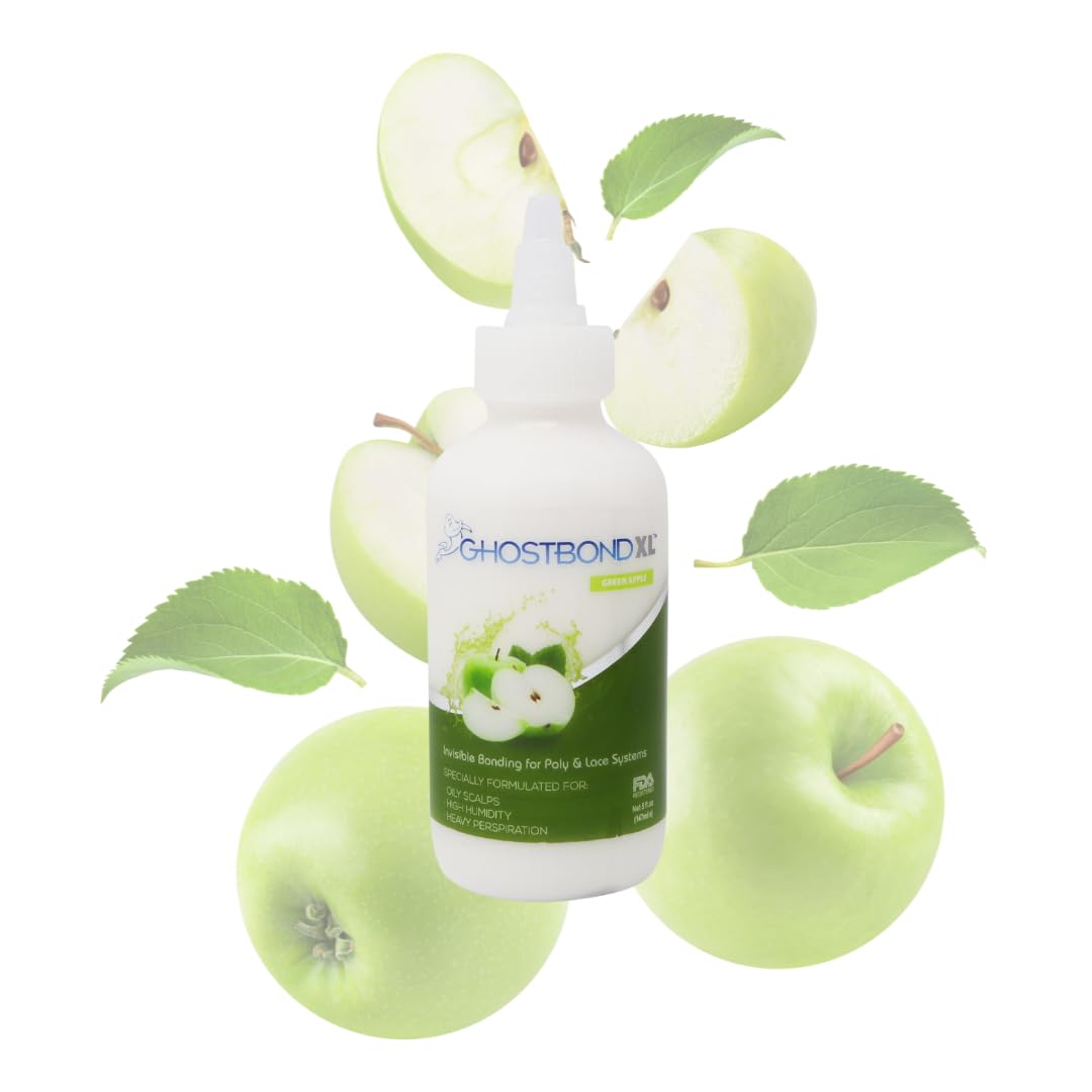 GhostBond XL Green Apple close-up of invisible bond along hairline