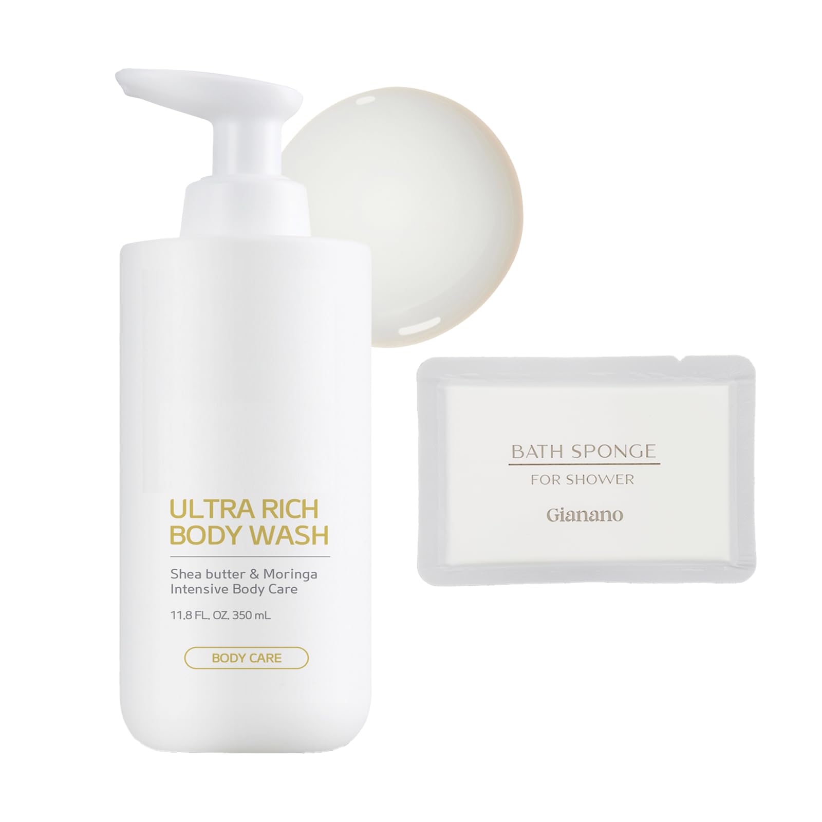 GIANANO moisturizing soft foaming body wash bottle releasing rich foam for gentle cleansing.
