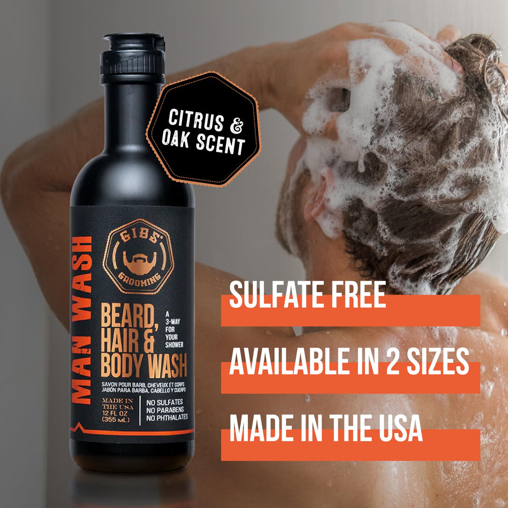 GIBS Grooming original scent with citrus, oak, and basil notes.
