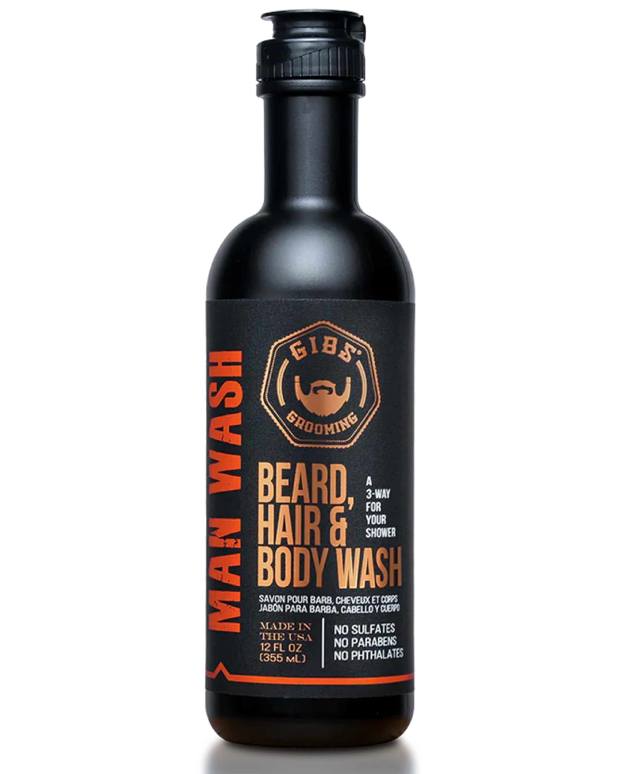 GIBS Grooming 3-in-1 with tea tree oil cleanses beard and skin gently.