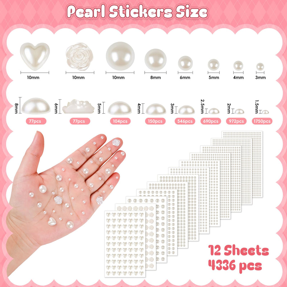 GIFOHAPY 4mm round pearl stickers for nail art and face designs.