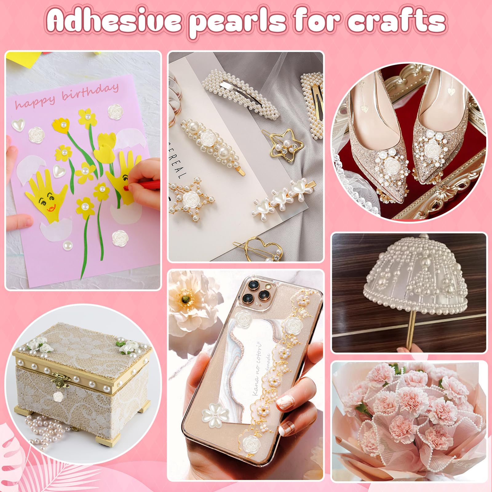 GIFOHAPY 8mm round pearl stickers for bold embellishments.