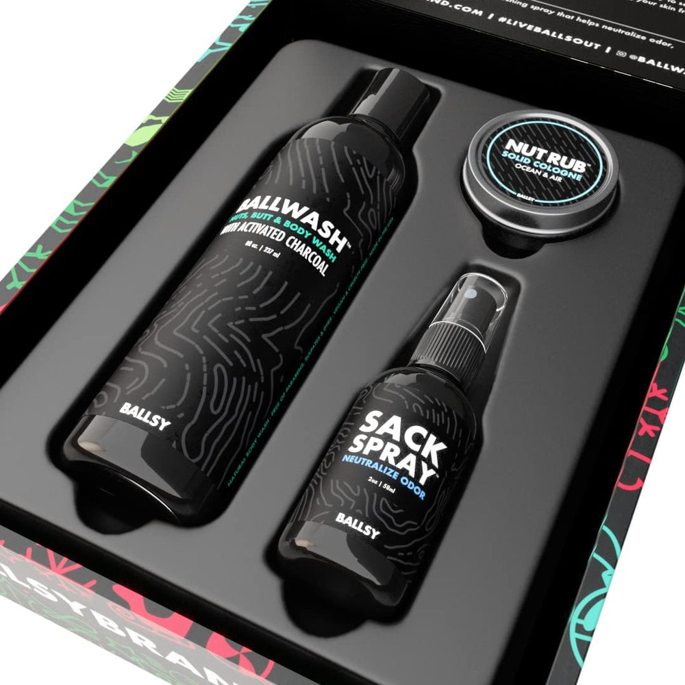 Gift packaging image highlights a ready-to-gift Ballsy set for holidays.
