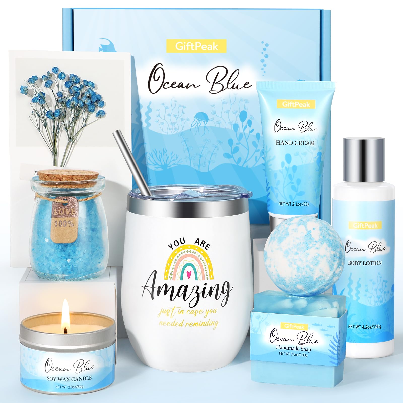 GiftPeak Ocean Spa Gift Basket ready for at-home relaxation for her