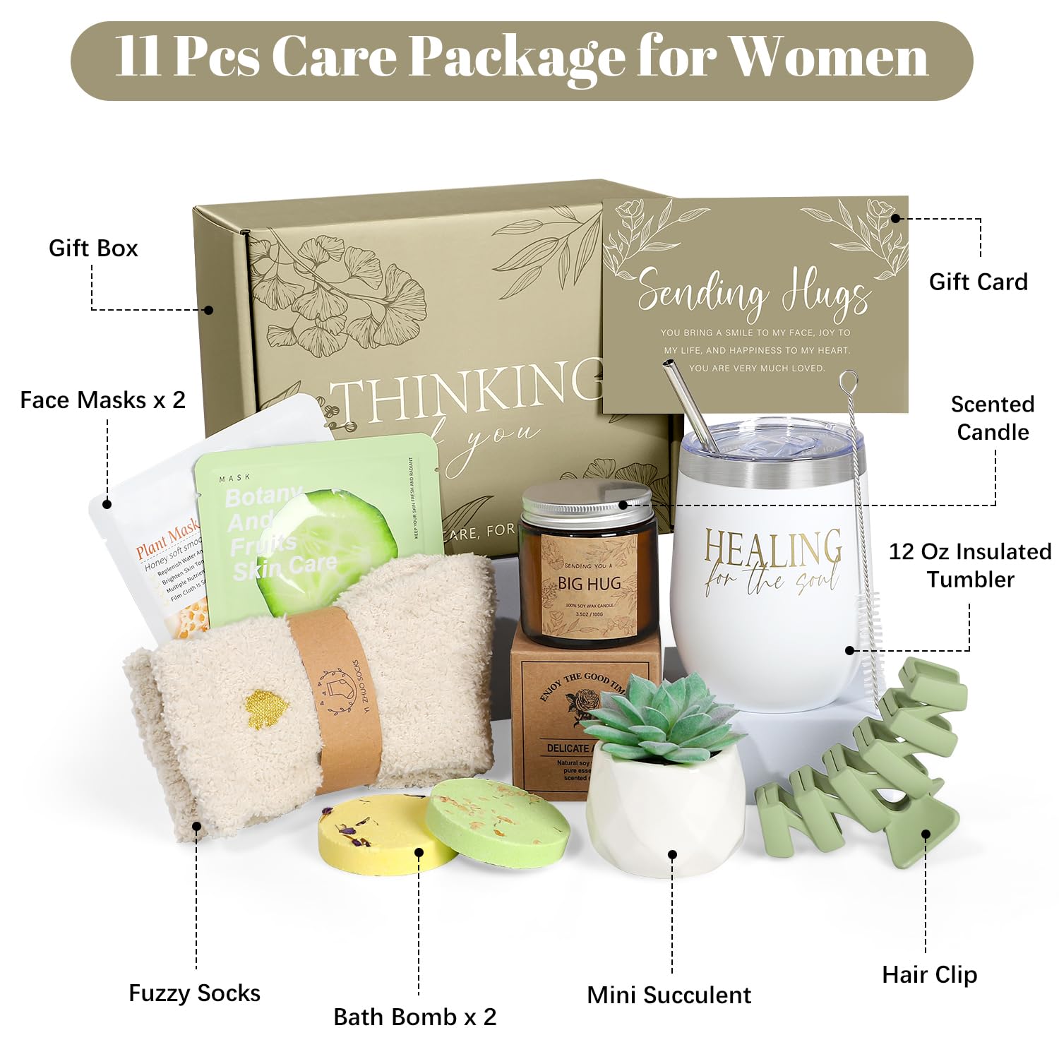 GiftPeak Thinking of You care package scented candle; creates a calming atmosphere.