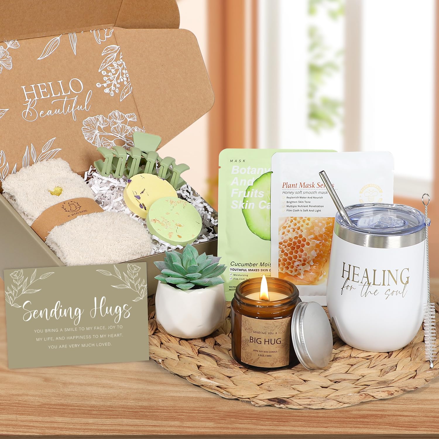 GiftPeak Thinking of You care package face masks; supports a soothing at-home ritual.