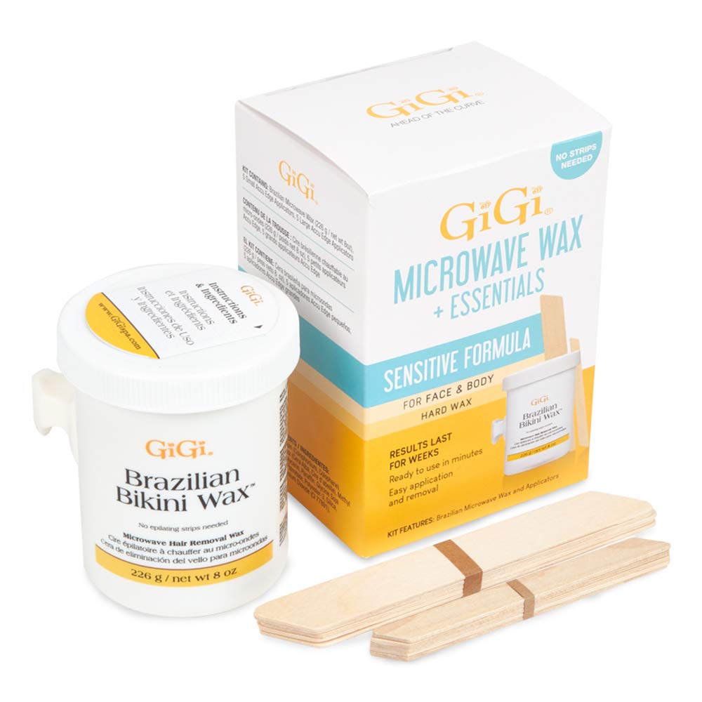 GIGI Brazilian microwave wax pack for quick at-home bikini waxing.