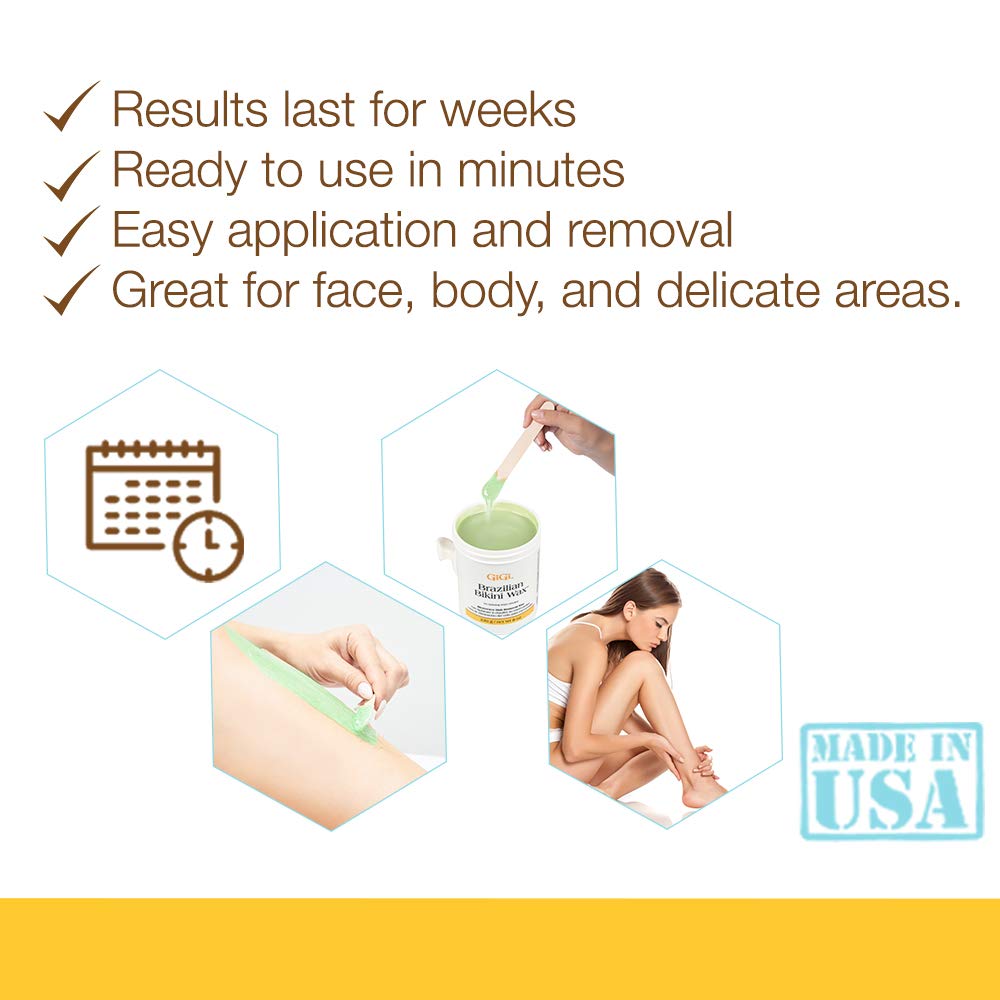 GIGI wax applicators included for precise at-home waxing.