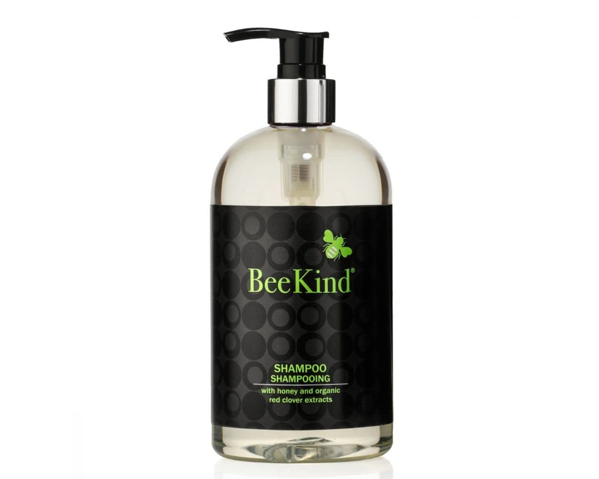 Gilchrist & Soames BeeKind shampoo bottle on shelf for gentle cleansing.
