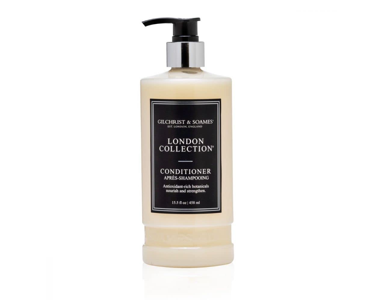 Gilchrist & Soames London Collection Conditioner bottle highlights luxury hydration for all hair types.