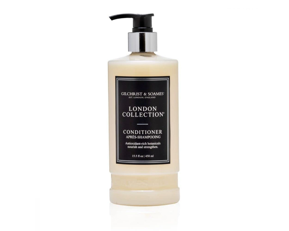 Gilchrist & Soames London Collection Conditioner bottle highlights luxury hydration for all hair types.