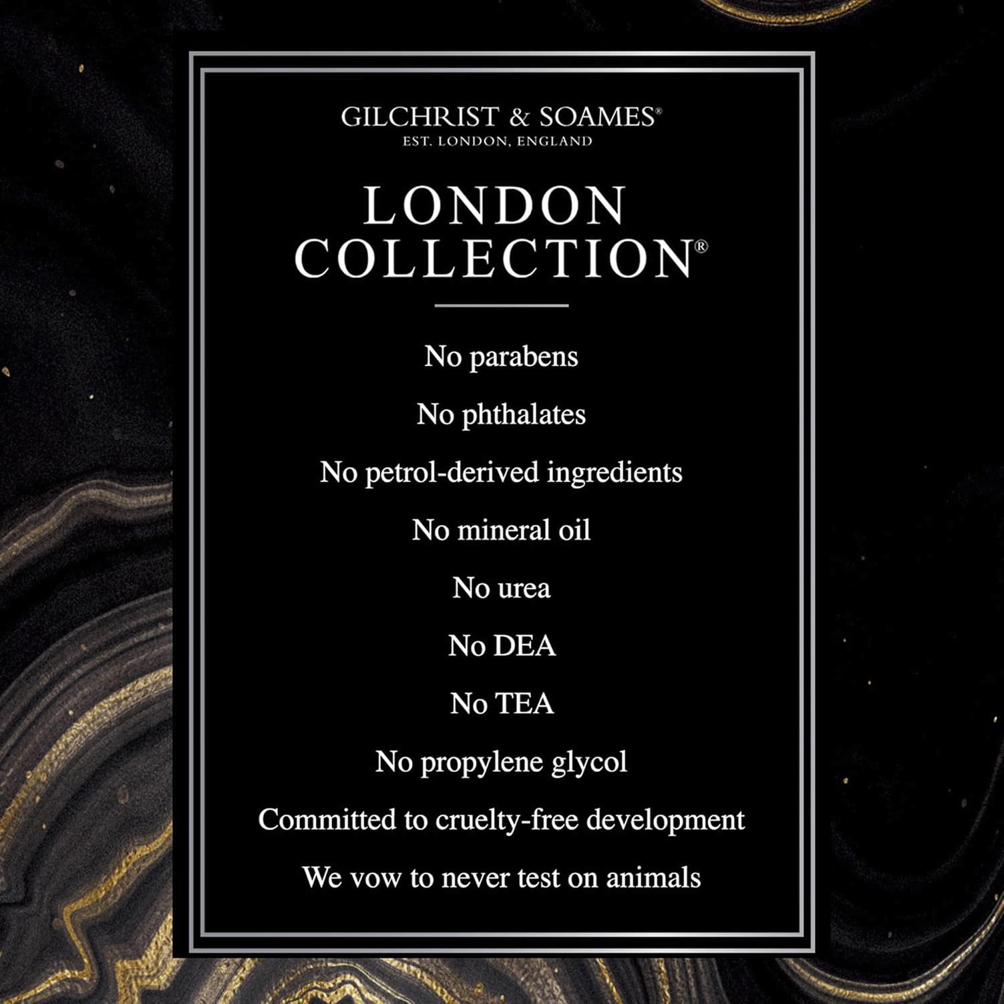 Gilchrist & Soames London Shower Gel amber-hue profile for warm, comforting notes.