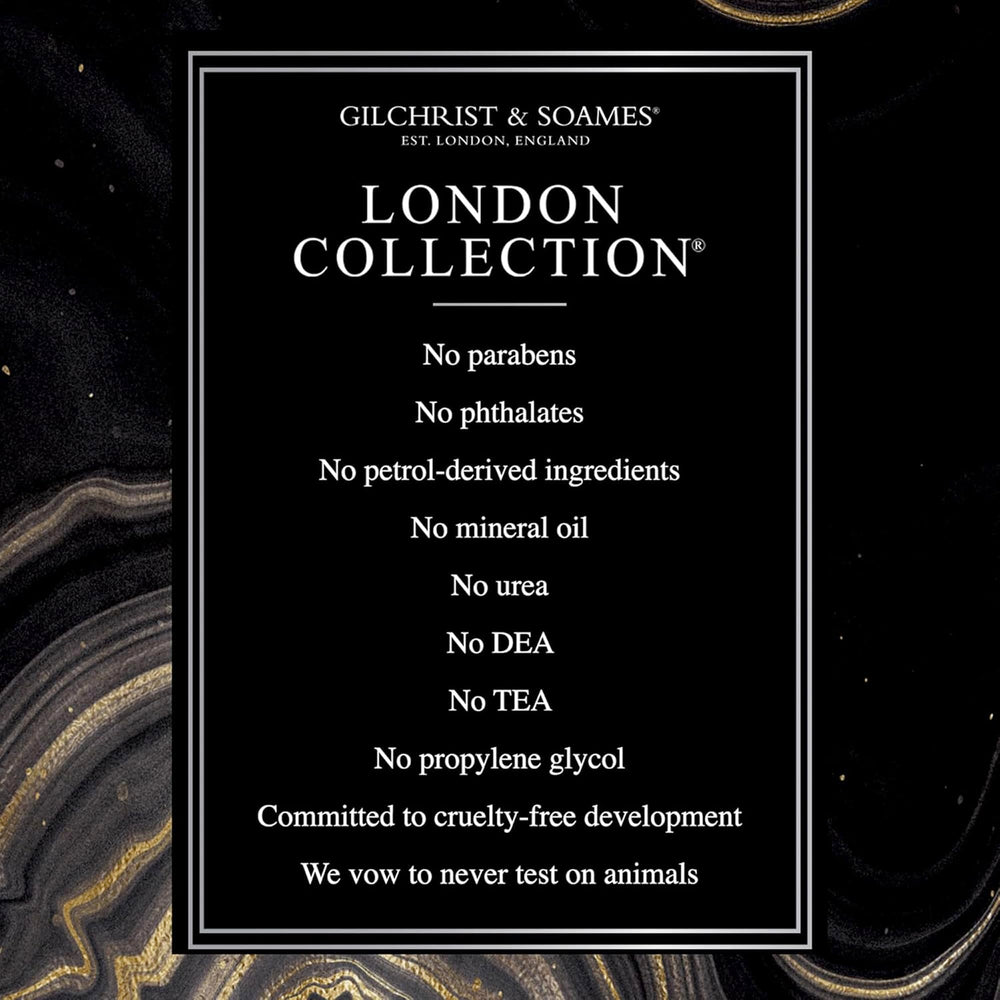 Gilchrist & Soames London Shower Gel amber-hue profile for warm, comforting notes.