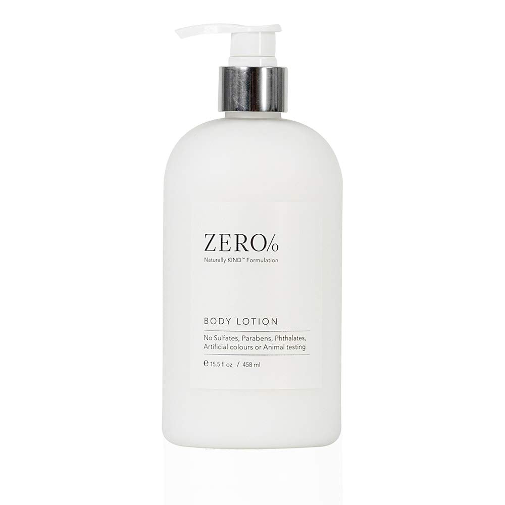 Gilchrist & Soames Zero% Collection Body Lotion bottle front, delivering lightweight hydration for all skin types.
