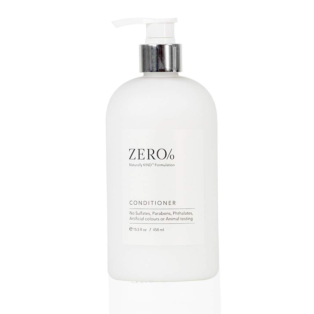 Gilchrist & Soames Zero% conditioner bottle showcases a sleek design for all hair types.
