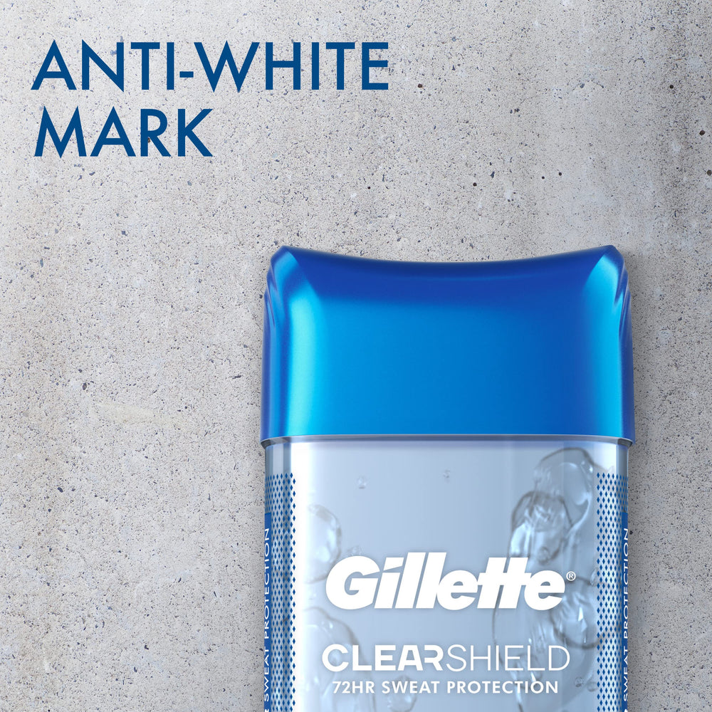 Gillette Advanced Clear Gel Antiperspirant Cool Wave dry formula indicating fast absorption