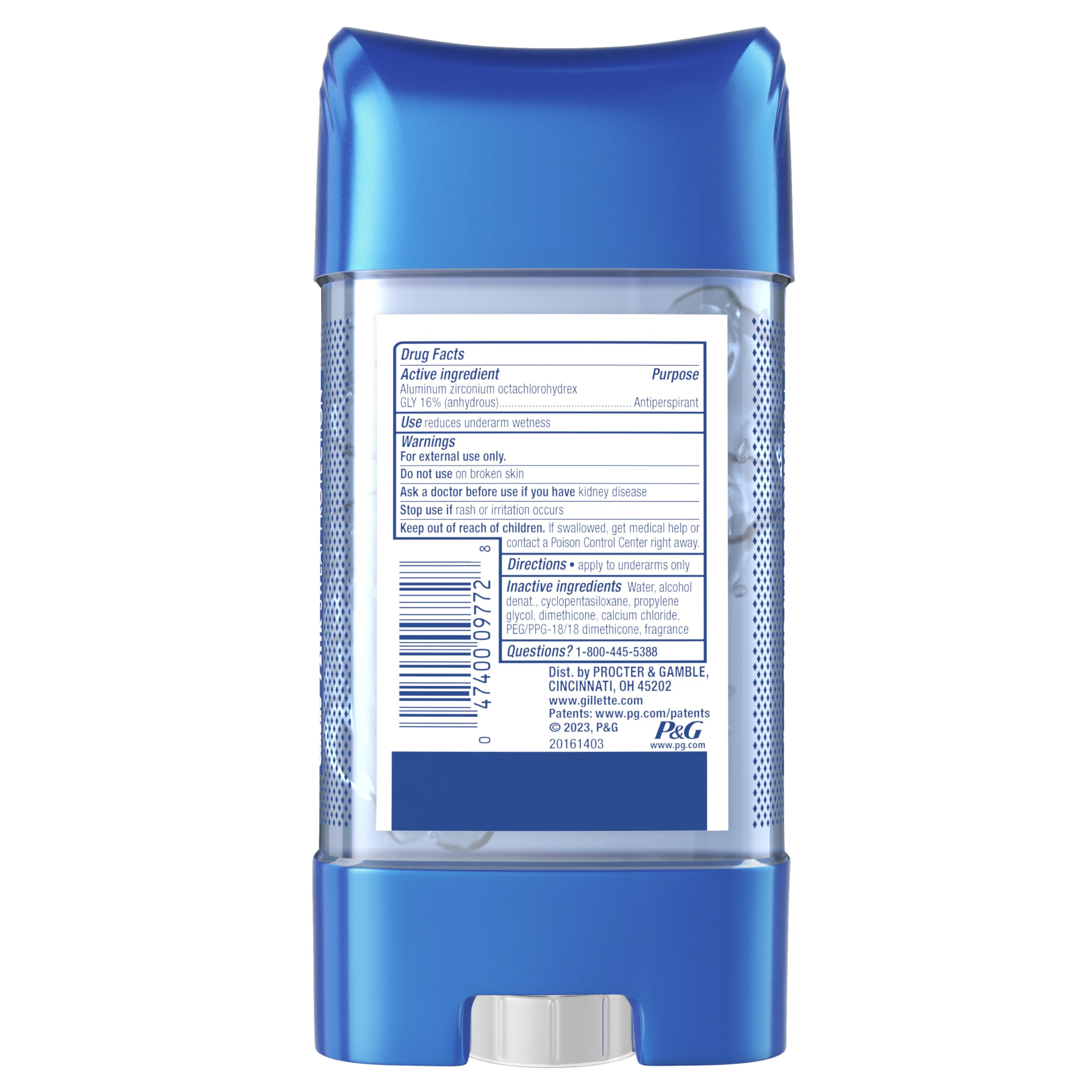 Gillette Advanced Clear Gel Antiperspirant Cool Wave weight communicates net content