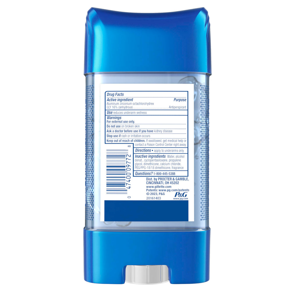 Gillette Advanced Clear Gel Antiperspirant Cool Wave weight communicates net content
