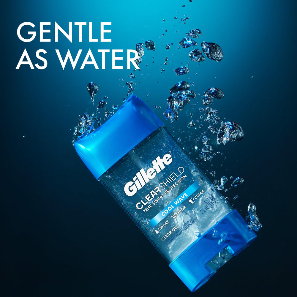 Gillette Advanced Clear Gel Antiperspirant Cool Wave texture demonstrates transparent gel application