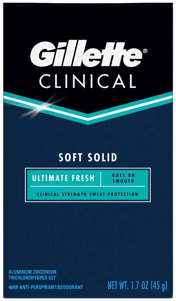 Close-up of Gillette Clinical Ultimate Fresh Solid in use for reliable daily protection.