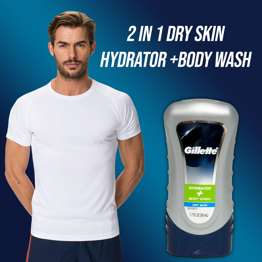 Gillette Hydrator Body Wash fresh scent enlivens morning showers.