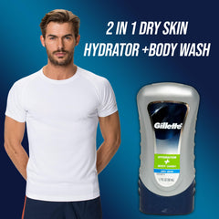Gillette Hydrator Body Wash fresh scent enlivens morning showers.