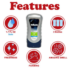 Gillette Hydrator Body Wash travel size bottles ideal for gym, travel.