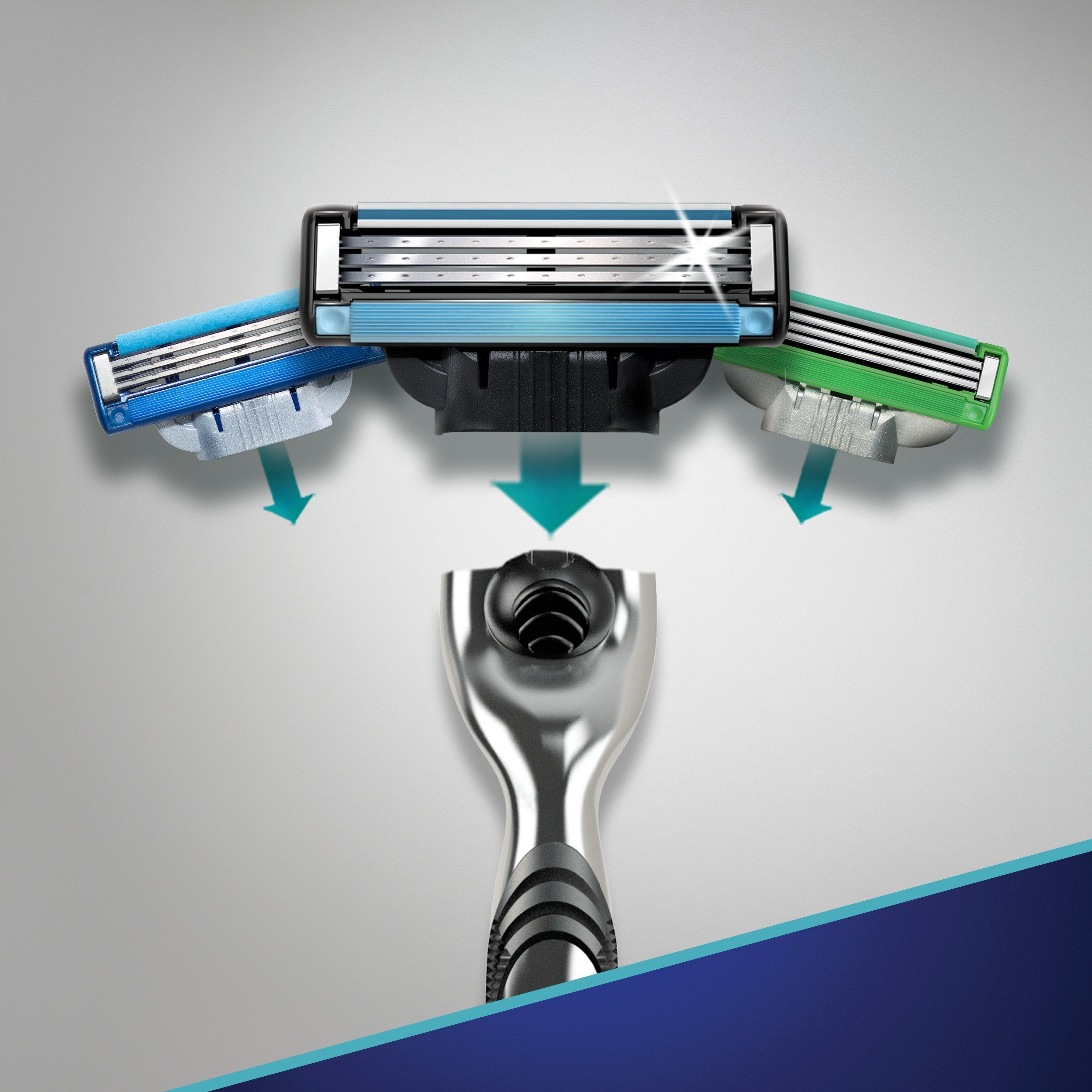 Gillette Mach3 razor and blade refills included in set.