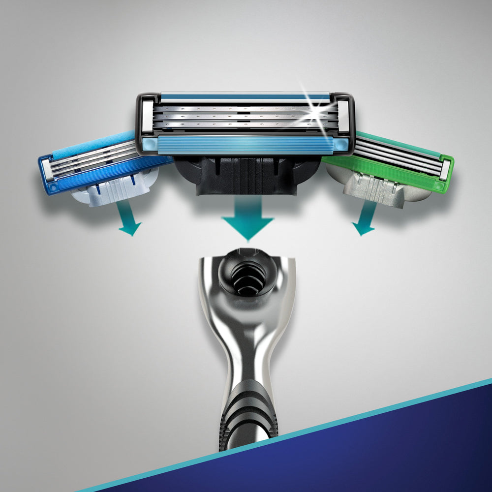 Gillette Mach3 razor and blade refills included in set.