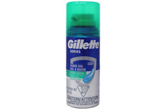 Gillette Series shave gel bottle for sensitive skin offers gentle protection.