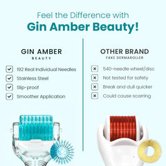 Gin Amber Beauty derma roller ergonomic handle offers comfortable grip during smooth rolling.