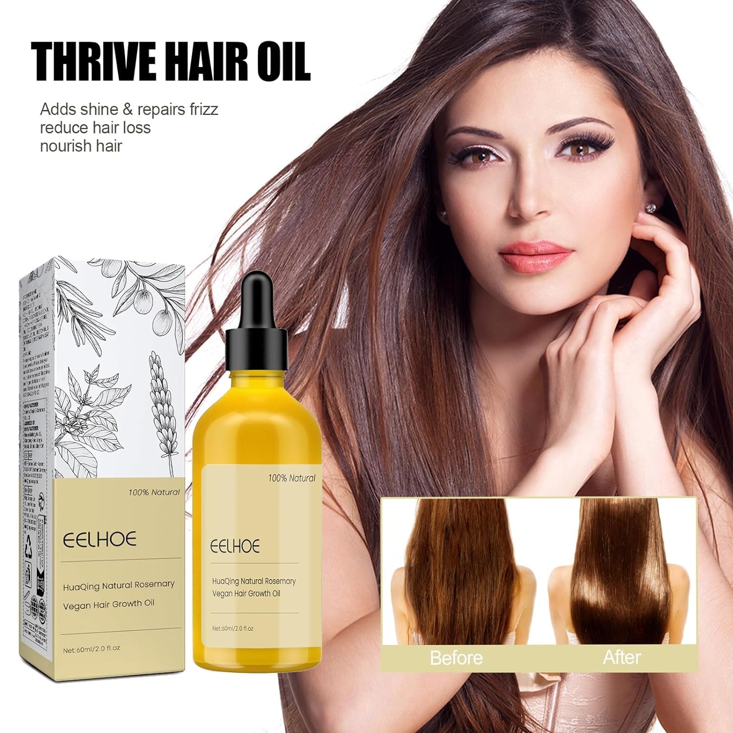 Ginaday Eelhoe oil promoting a fuller appearance with nourished strands.