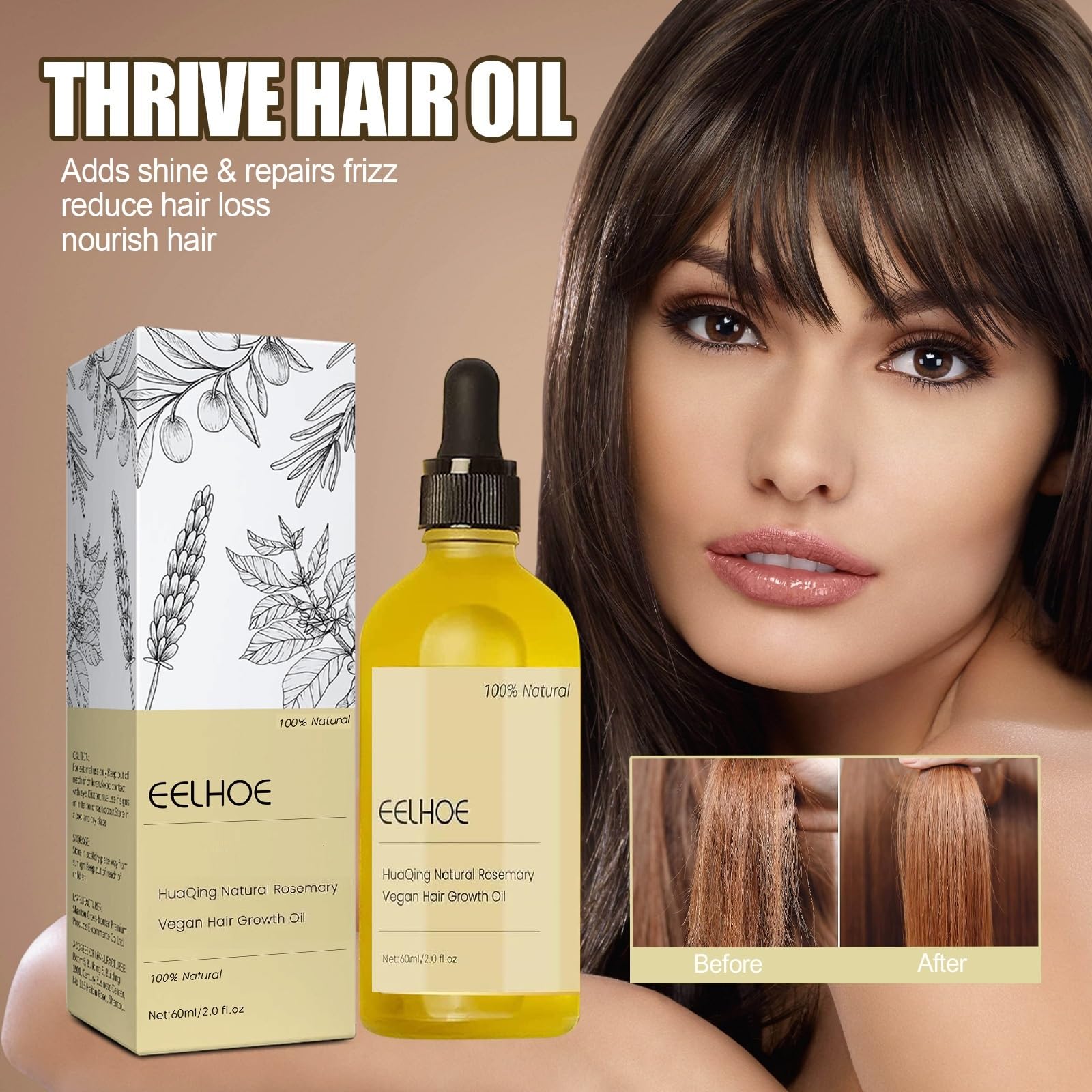Ginaday Eelhoe oil nourishing ends and scalp for a refreshed look.