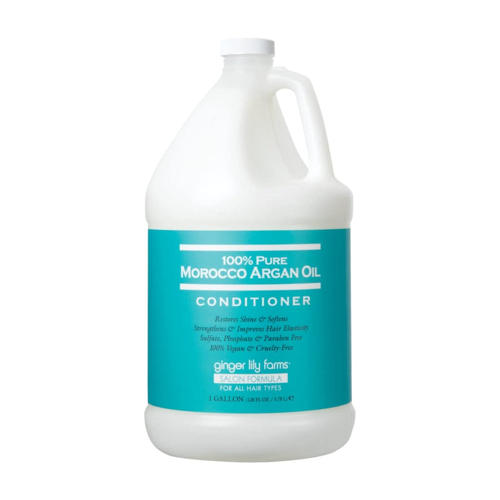 Ginger Lily Farms Argan Oil Conditioner bottle promotes silky, hydrated hair.