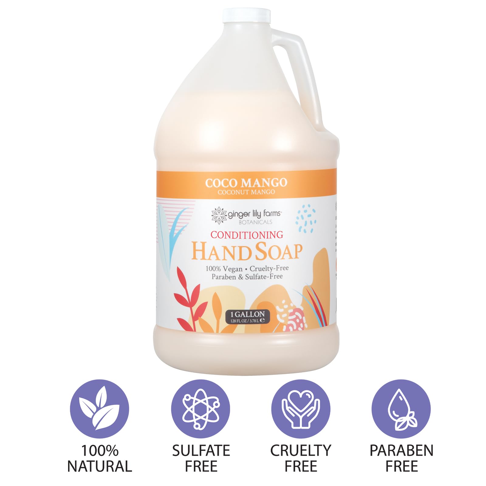 Aloe vera and flaxseed ingredients highlighted on the Ginger Lily Farms Botanicals label.