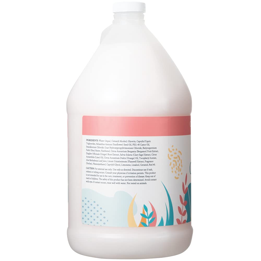 Ginger Lily Farms Champagne Mimosa conditioner on a backbar for easy refills and use.